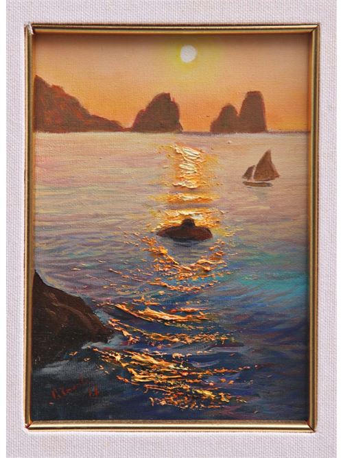 Oil on canvas depicting Faraglioni of Capri Island Antonio Palomba | ALBA F13X18